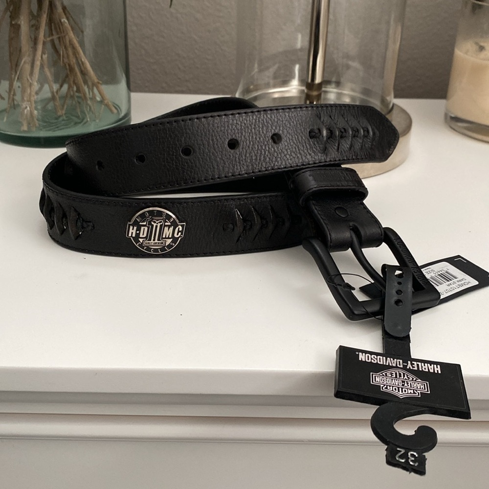 Rare HDMC Dark Star HDMBT10707 leather western concho woven belt BNWT - Picture 3 of 7